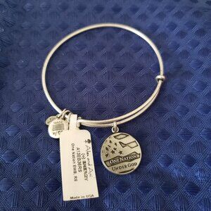 Alex And Ani One Nation Under God Silver Charm Bracelet  Bangle Freedom USA A277